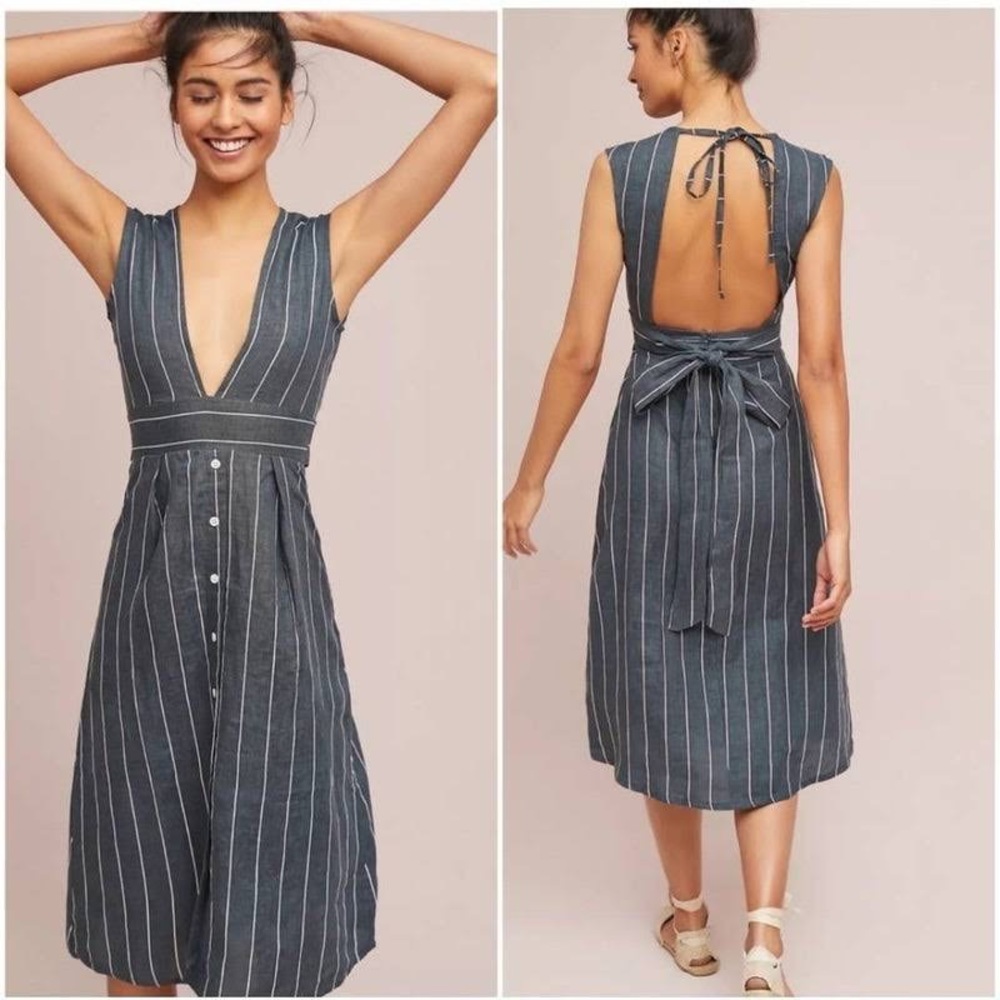 Faithfully the Brand Linen Backless Dress